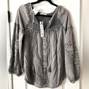 NWT Relaxed Women Gray Stone Washed  Blouse